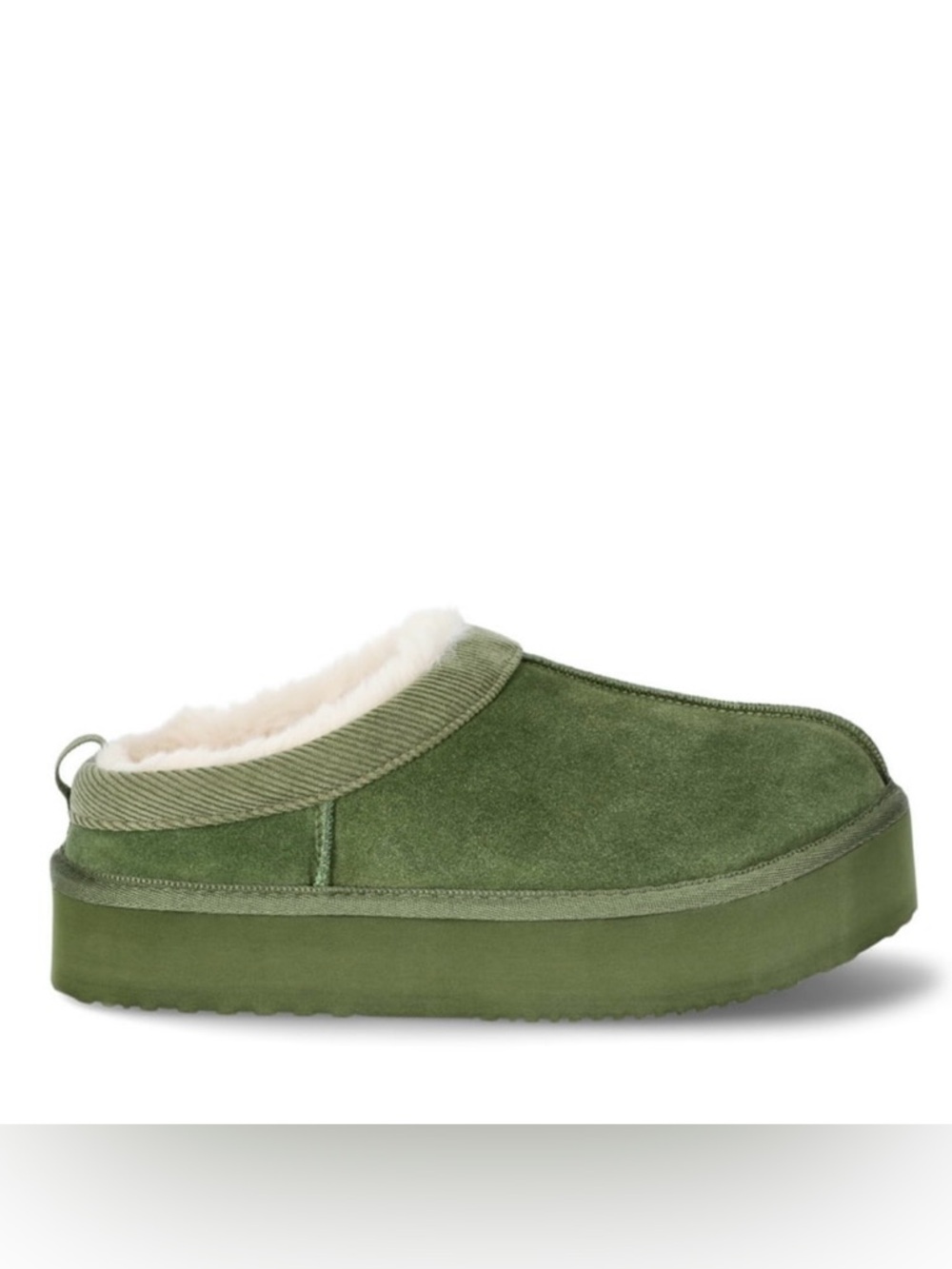 Women’s Olive Green Suede Slip-On Shearling Clog Slippers Size 8 NWT - Picture 2 of 6